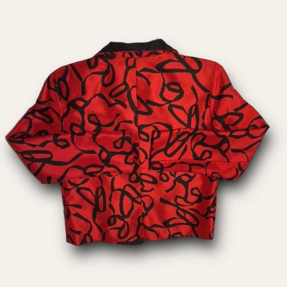 Vintage Abstract Blazer Jacket Red Black Collared Transitions Size Small 1990s - Picture 5 of 6
